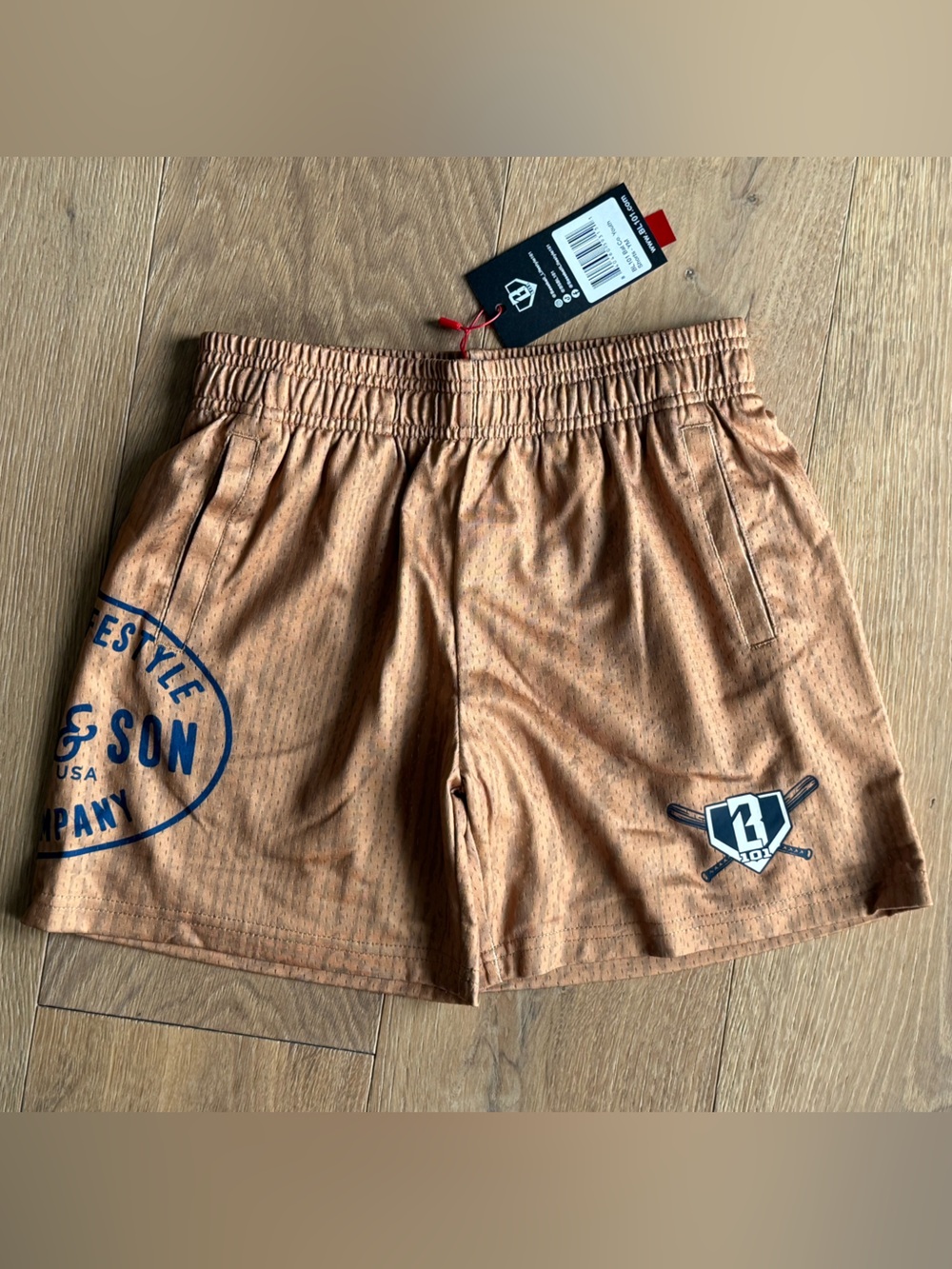 Baseball Graphic Kids Shorts - Tan - Unbranded